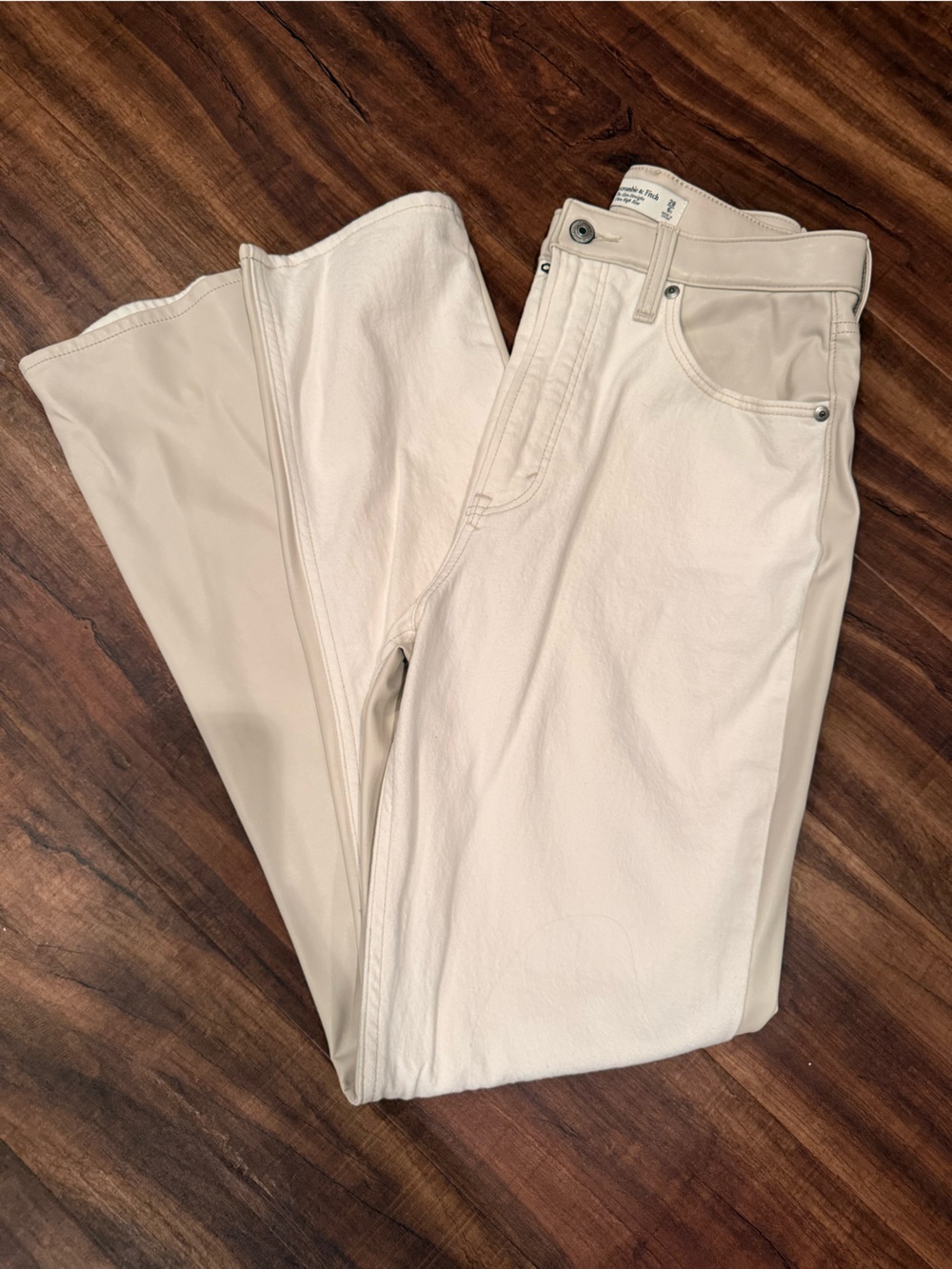 Abercrombie & Fitch Two-Tone Vegan Leather & Denim Jeans – Size 28 / 6